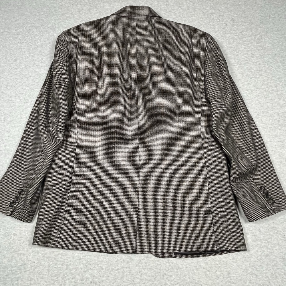 Jos A Bank Men's 44R‎ Blazer Sport Coat Black Gray Houndstooth Check Silk Wool - Picture 9 of 13